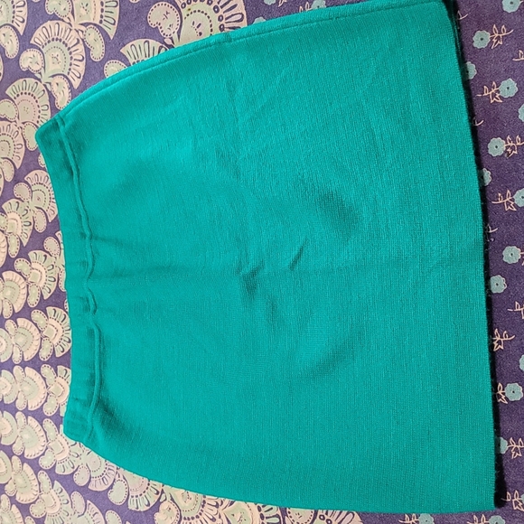 Vintage Mini Sweater Knit Skirt Bright Blue-Green! So Cool! - Picture 5 of 6